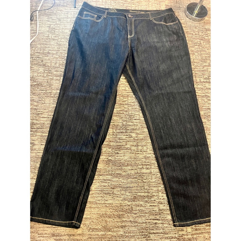 Avenue Jeans Denim Uncensored Dark Wash Straight Leg Jeans 24T Indigo Stretch